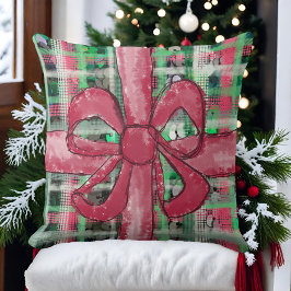 Röd grönt, vit tartan, söt glitter kudde