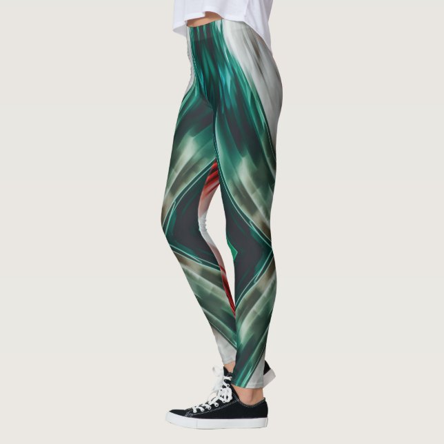 Röd Grönt vit tricolor Leggings (Vänster)
