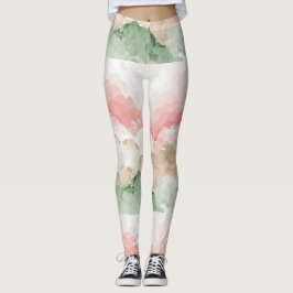 Röd Grönt Vita flerskuggningsvattenfärgslagg Leggings