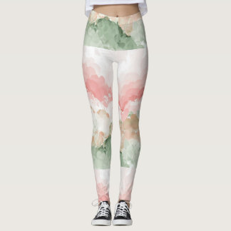 Röd Grönt Vita flerskuggningsvattenfärgslagg Leggings