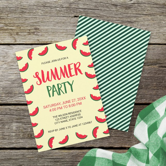 Röd Grönt Watermelon Sommarpartiets inbjudan (Skapare uppladdad)