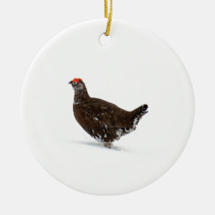 Röd grouse julgransprydnad keramik