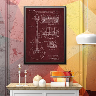Röd   Guitar Patent Poster