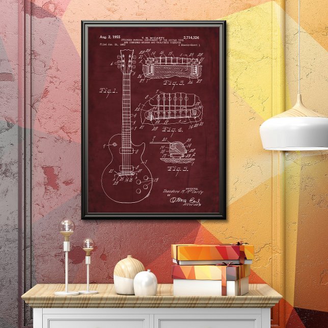 Röd | Guitar Patent Poster (Skapare uppladdad)