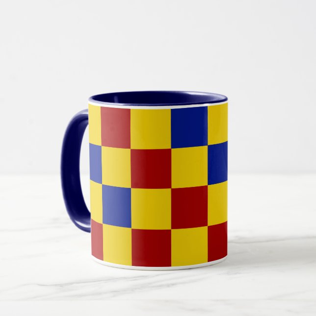 Röd Gul Blå Rutig Mönsterdesign  Mugg (Framsida vänster)