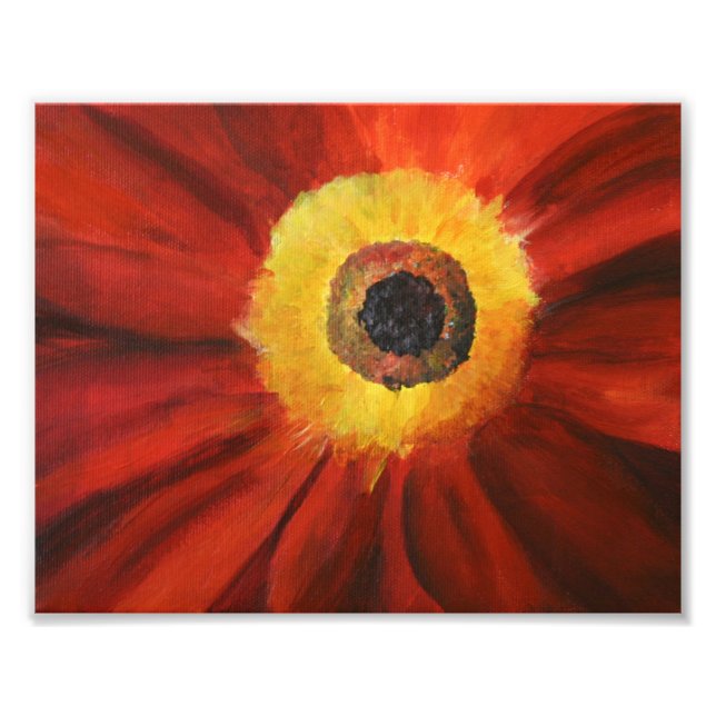 Röd Gul Blomma Konst Kodak Fotopapper Fototryck (Framsidan)