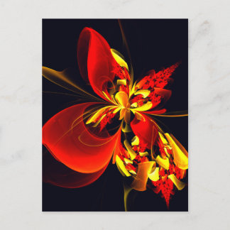 Röd gul blomster modern abstrakt konst mönster #10 vykort