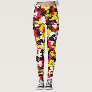 Röd & gul Camo damasker Leggings