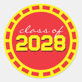 Röd & Gul Filmremsa Examen Runt Klistermärke