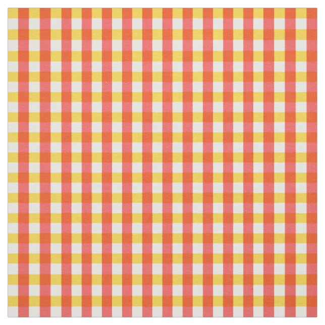 Röd gul Gingham-rutig design  Tyg (Provkarta)