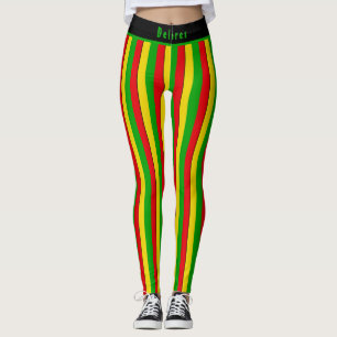 Röd Gul Grön Rasta Randig Leggings