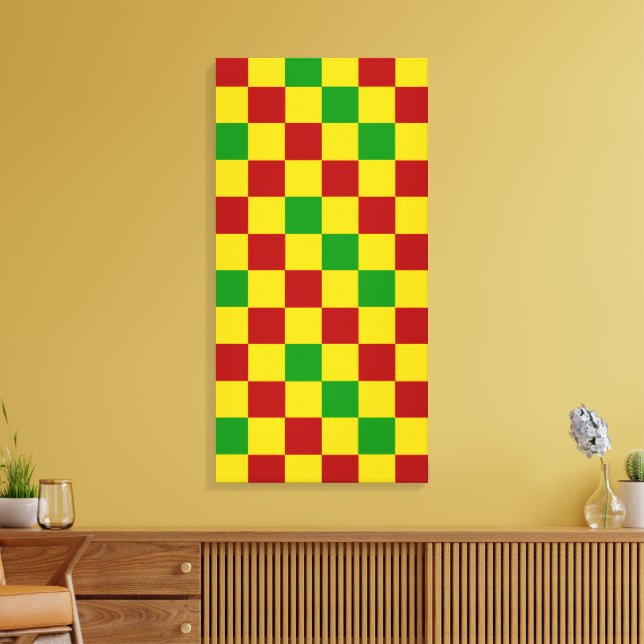 Röd Gul Grön Rutig Mönsterdesign  Canvastryck (Insitu (Vardagsrum))