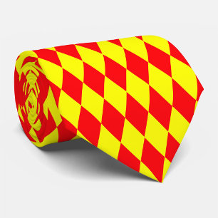 Röd gul harlekinrutig design slips