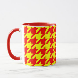 Röd gul hundtandsdesign  mugg
