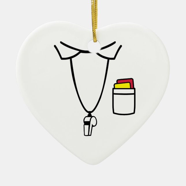 Röd gul kortvissling för domare julgransprydnad keramik (Framsidan)