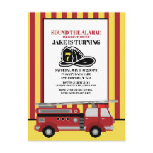 Röd Gul Randig Brandbil Eldsläckare Födelsedag