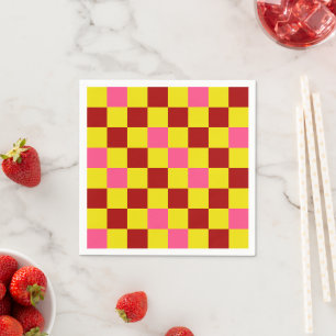Röd Gul Rosa Rutig Mönsterdesign Pappersservett