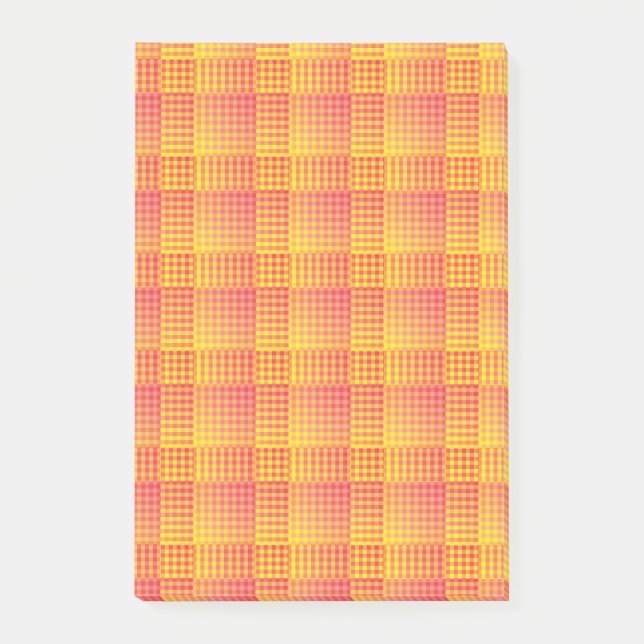 Röd Gul Rutig Abstrakt Mönster Post-it Block (Framsida)