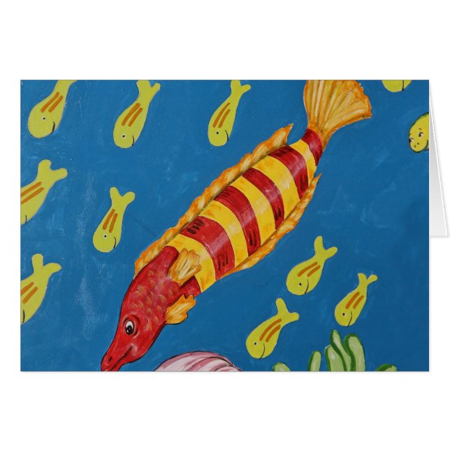 Röd & gul tropisk fisk OBS kort (Framsidan Horizontal)
