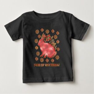 Röd Guld 2023 Kanin Lunar Kinesiskt Nyår T Shirt