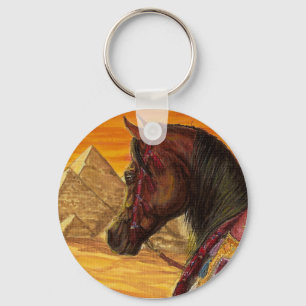 Röd & guld- arabisk hästkeychain nyckelring