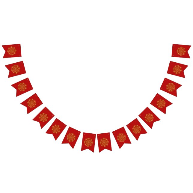 Röd & Guld arabisk-inspirerad Bunting Flaggor (Alla)