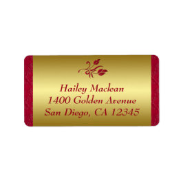Röd, Guld Blommigt-adressetikett Adressetikett