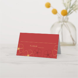 Röd/Guld Cherry Blommar Bröllop Place Card Placeringskort