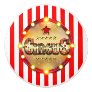 Röd Guld Cirkus Randiga Ränder Cool Unik Anpassad Knopp