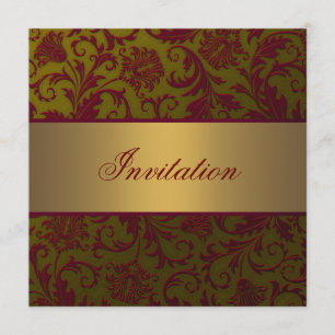 Röd Guld Damask Alltillfälle Inbjudningsmall Inbjudningar