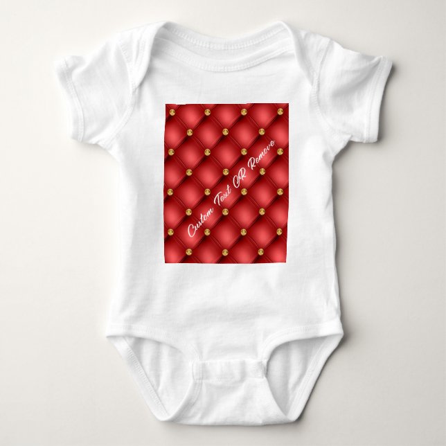 Röd Guld Diamond Tuftad Anpassningsbar Text Baby B T Shirt (Framsida)
