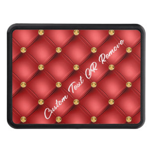 Röd Guld Diamond Tuftad Anpassningsbar Text Hitch Dragkroksskydd