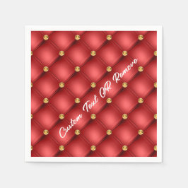 Röd Guld Diamond Tuftad Anpassningsbar Text Napkin Pappersservett