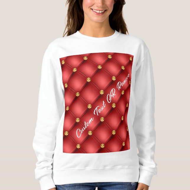 Röd Guld Diamond Tuftad Anpassningsbar Text Svetts T Shirt (Framsida)