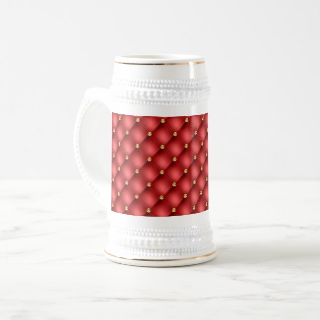Röd Guld Diamond Tuftad Beer Stein Sejdel (Framsida vänster)