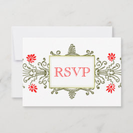 Röd Guld Elegant Blommig Anpassad RSVP-kort OSA Kort