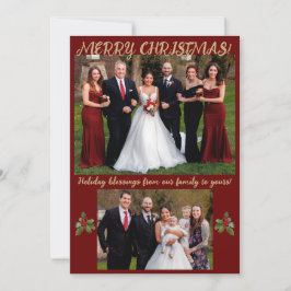 Röd & Guld formell julkort med foto