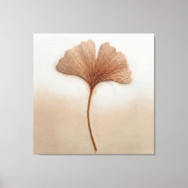 Röd Guld Ginkgo Blad Broderi Textur Botanisk Canvastryck