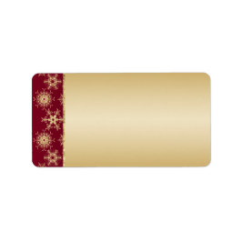 Röd, Guld Glitter Snöflingor-adressetikett - tom Adressetikett