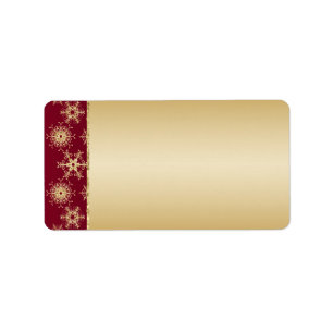 Röd, Guld Glitter Snöflingor-adressetikett - tom Adressetikett