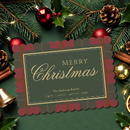 Röd Guld Grön Glädje Tartan Julkort