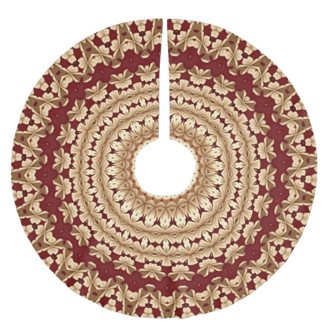Röd Guld Holiday Jul Rock Julgransmatta Borstad Polyester (Framsidan)