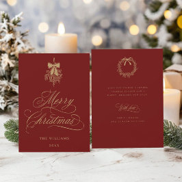 Röd & Guld Holly Berry Bouquet - Blat jul Julkort