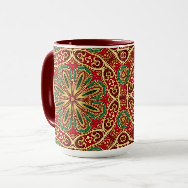 Röd Guld Jul Holiday Mugg (Framsida vänster)