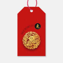 Röd Guld Kanin Urklipp Kinesiskt Nyår 2023 GT Presentetikett