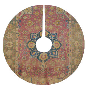 Röd Guld Kashan Matta Persisk Asiatisk Julgransmatta Borstad Polyester