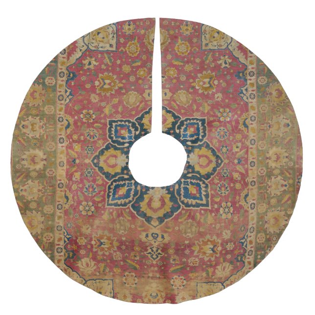 Röd Guld Kashan Matta Persisk Asiatisk Julgransmatta Borstad Polyester (Framsidan)