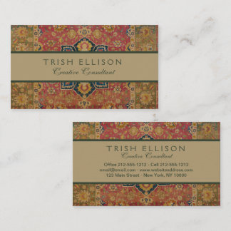 Röd Guld Kashan Matta Persisk Asiatisk Visitkort