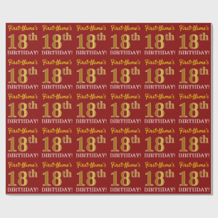 Röd guld- Look "18th FÖDELSEDAG " för efterföl Presentpapper