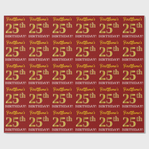 Röd guld- Look "25th FÖDELSEDAG " för efterföl Presentpapper